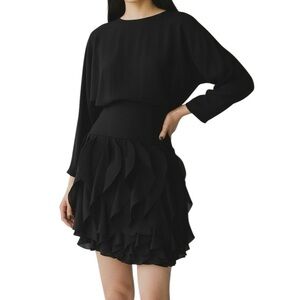 Ashlee California Dress 4 Ruffle Skirt Black Long Sleeve